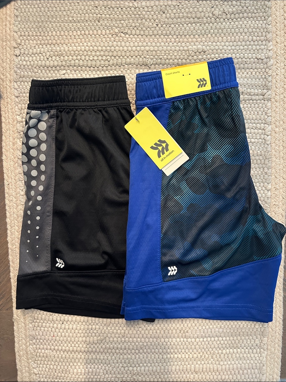 all in motion Boys' Athletic Shorts Two-Pack - Black and Blue - NWT